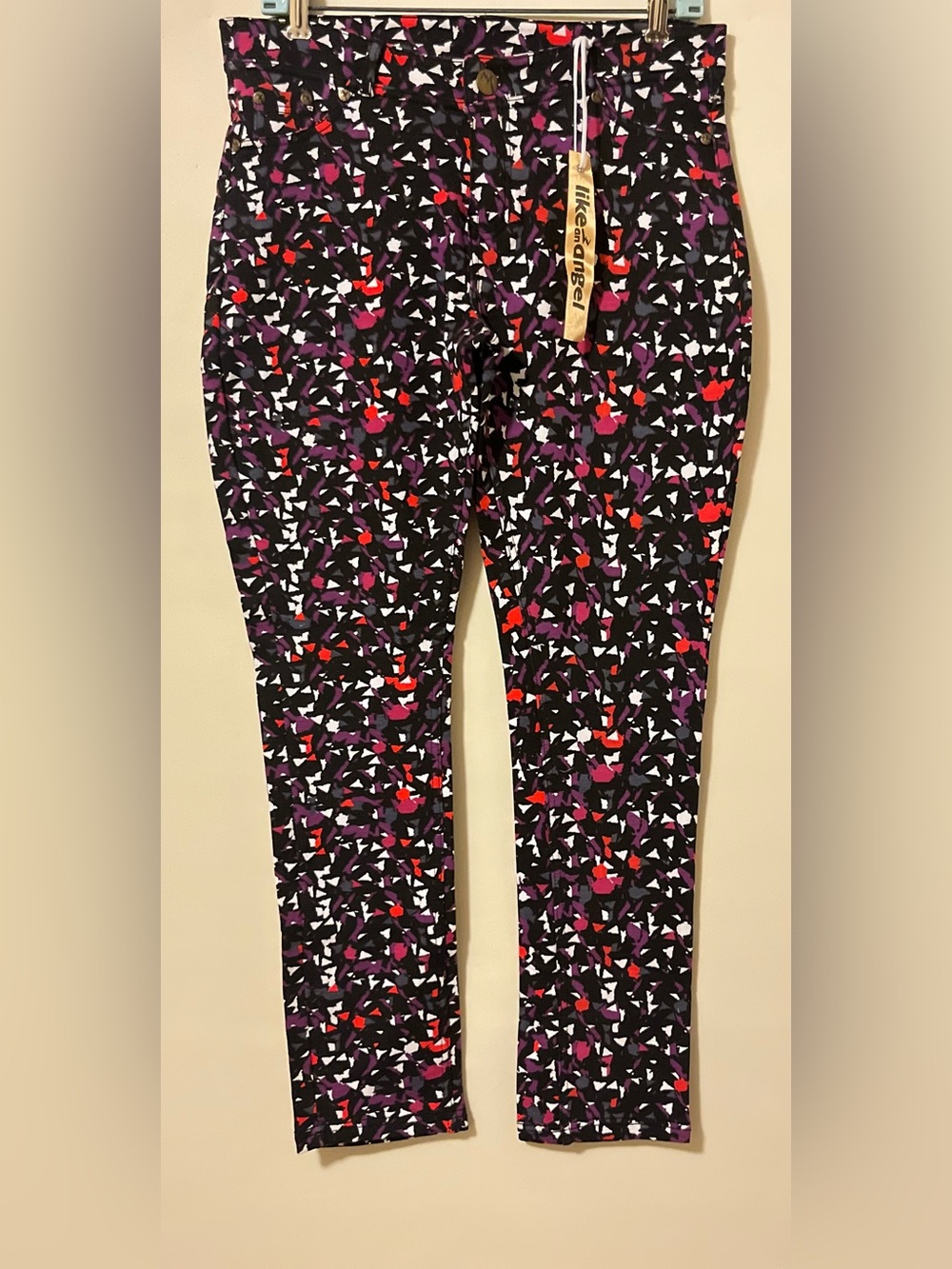 Like An Angel Women’s 1X Multicolor Geometric Print Skinny Jeggings - Picture 9 of 13